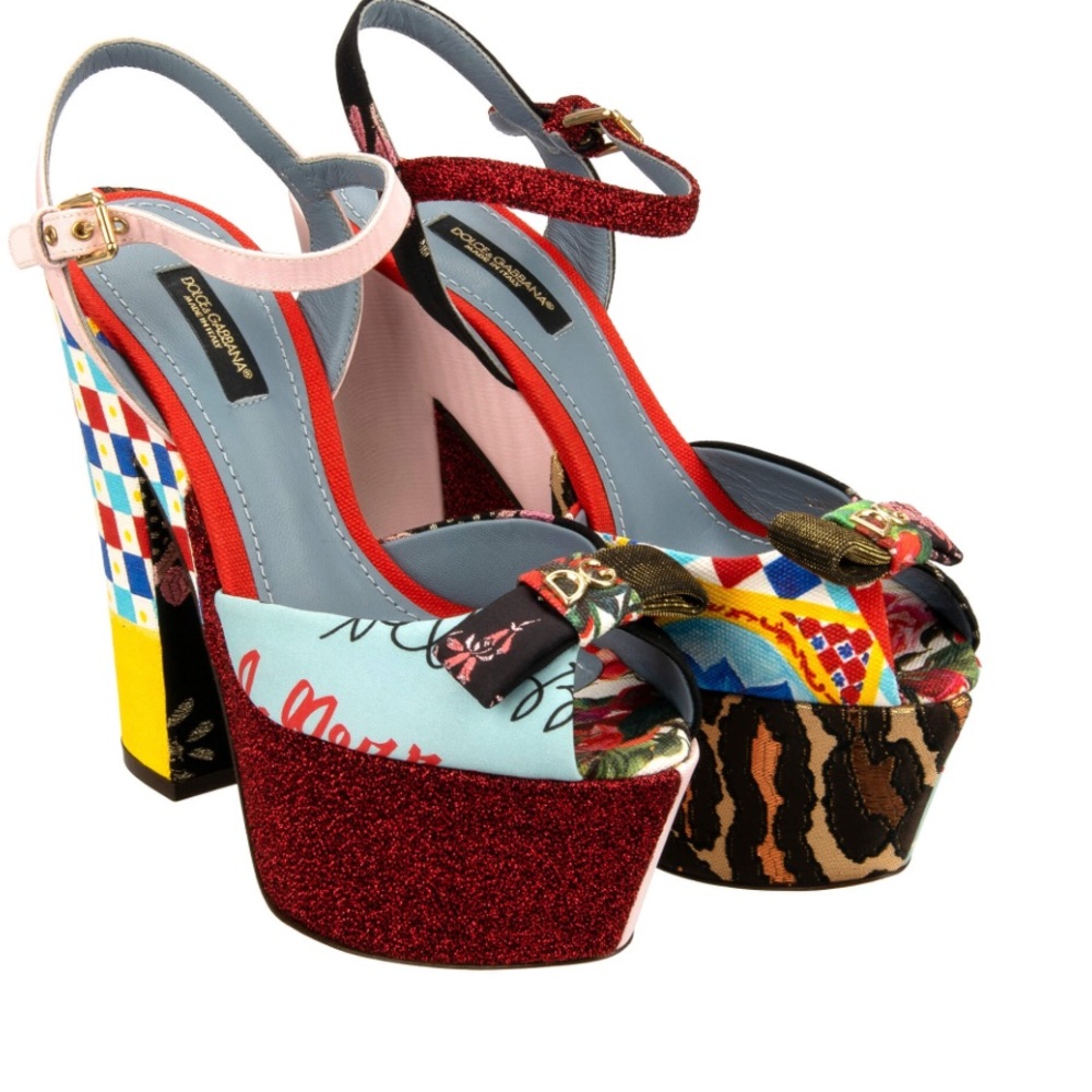 Dolce & Gabbana Patchwork Floral Platform Heels 36 - Picture 3 of 17